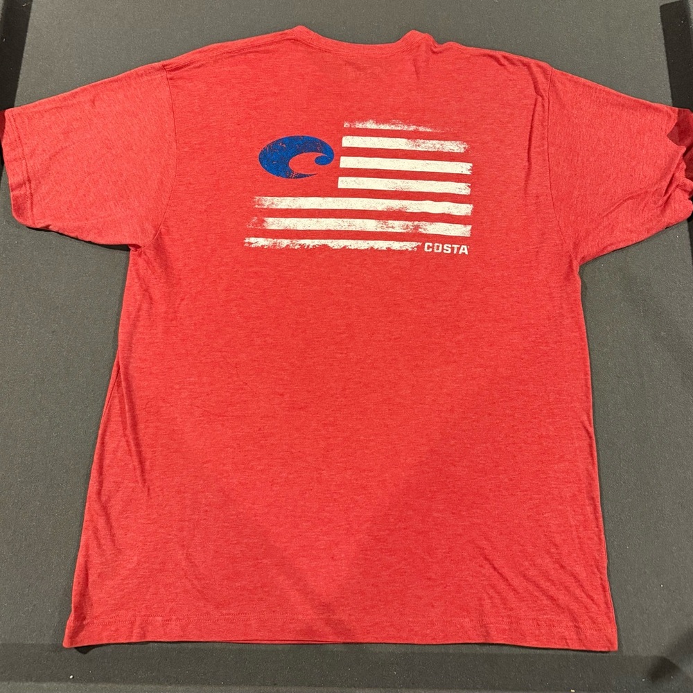 Costa Del Mar Red Graphic T-Shirt American Flag Logo - Men’s XXL